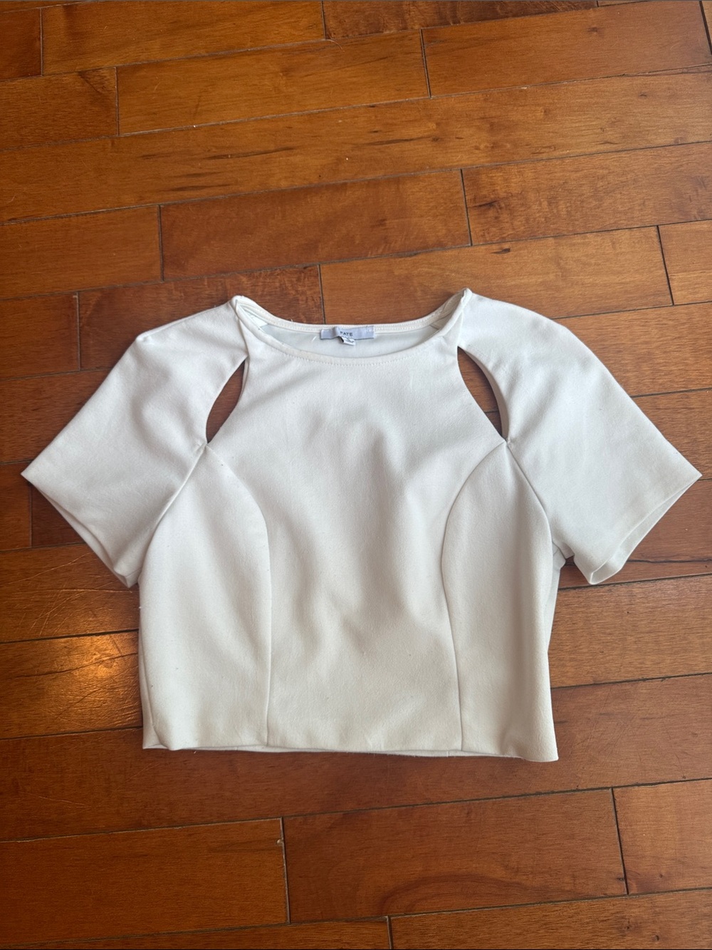 White Short Sleeve Cutout crop top